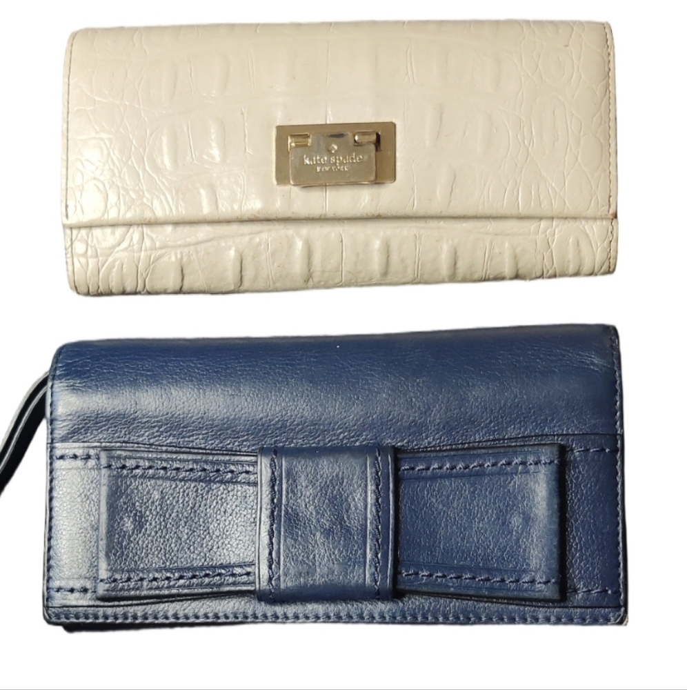 Kate Spade Cream and Blue Women's Wristlet And Wallet